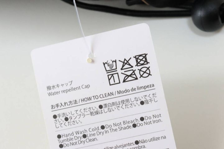 撥水キャップ 洗濯表示