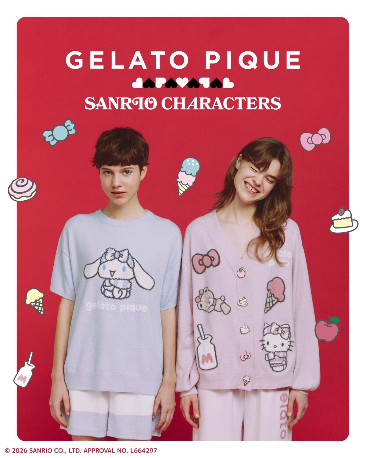 もこもこ衣装のハローキティとシナモロール！ジェラート ピケ「GELATO