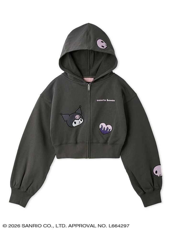 クロップドアップリケフーディー