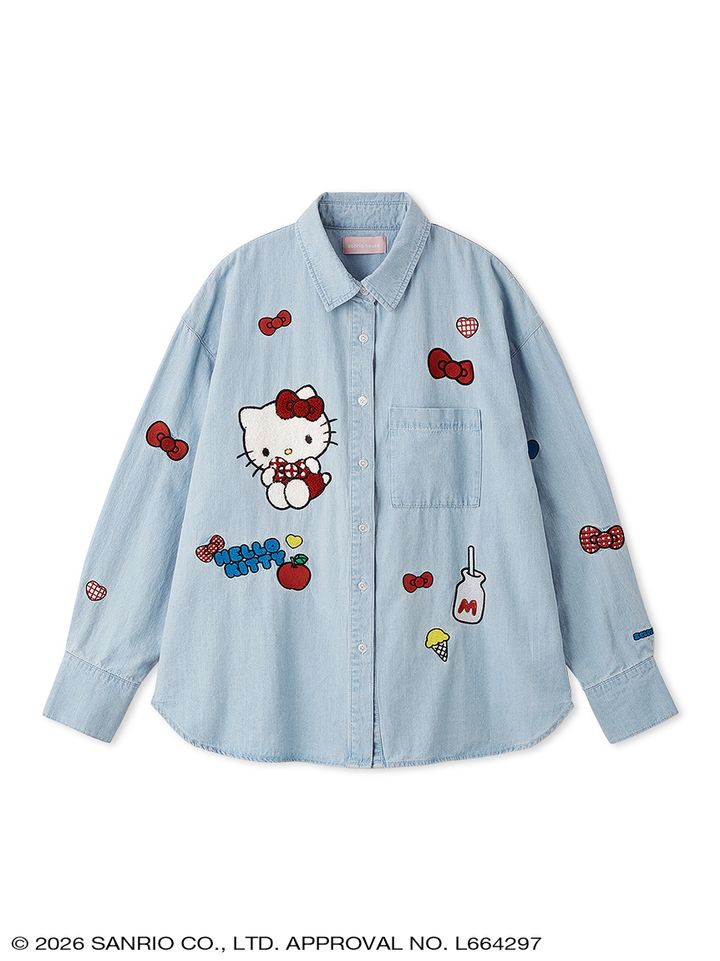 サガラ刺繍ワッペンオーバーデニムシャツ