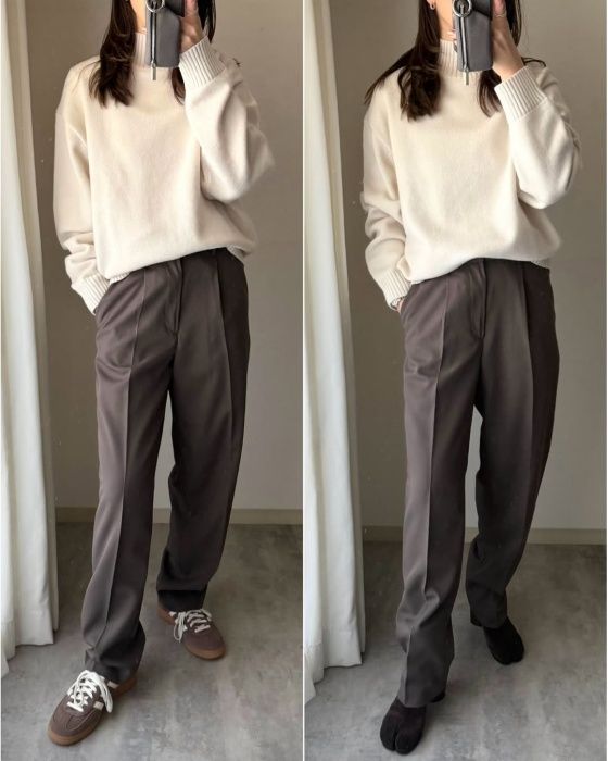 UNIQLO：C「タックワイドテーパードパンツ」