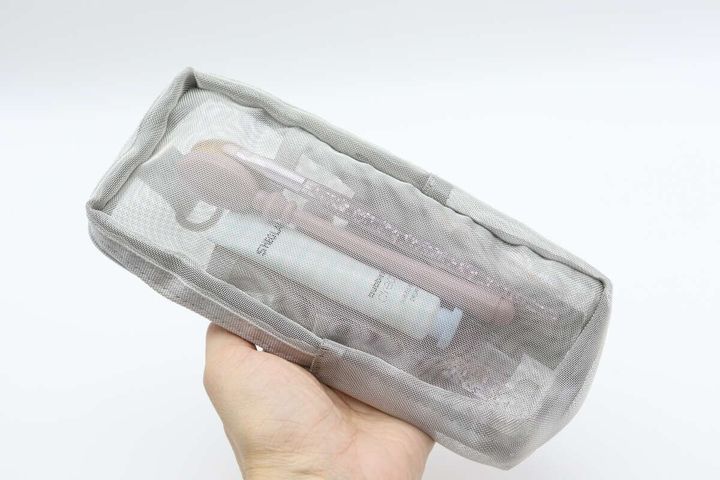 メッシュペンケース（平型、SI） 透けて見える