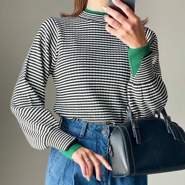 BONLECILLカヌレニット ホワイト×ブラック