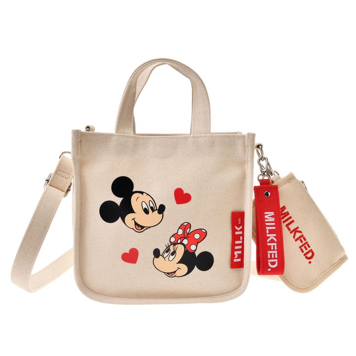 【MILKFED.】ミッキー＆ミニー トートバッグ 2WAY チャーム・ポーチ付き