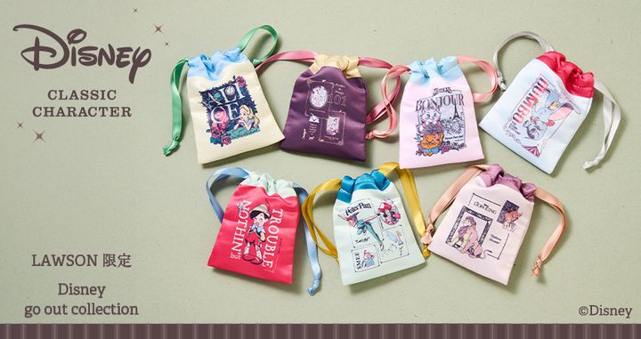 ローソン「Disney go out コレクション」第6弾 ディズニークラシックキャラクター「リボン巾着」