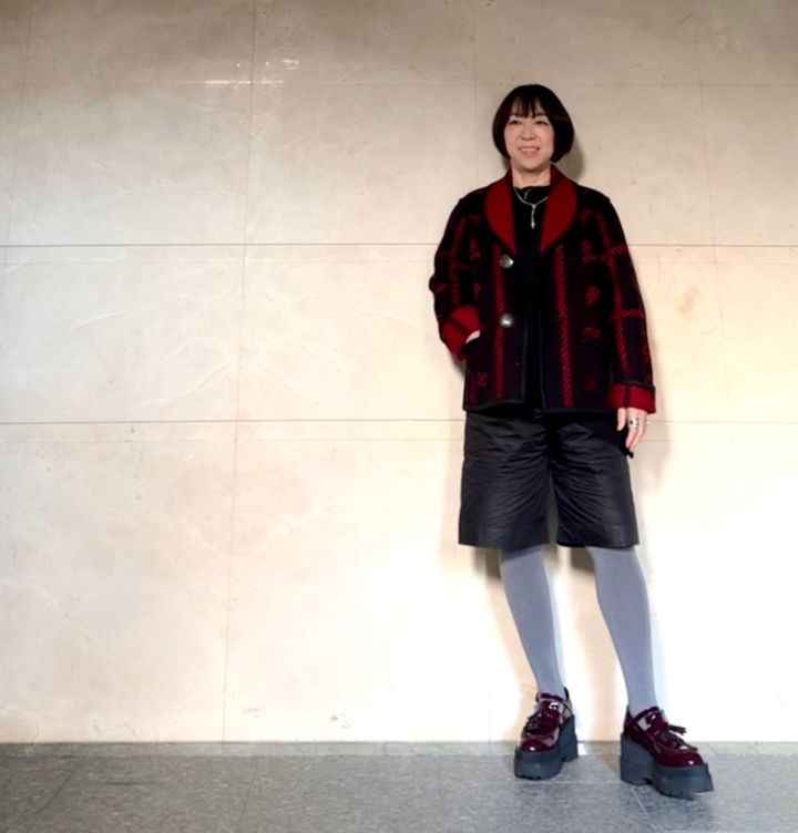 2026_2月上林さんブログ_古着ジャケットのショートパンツコーデ