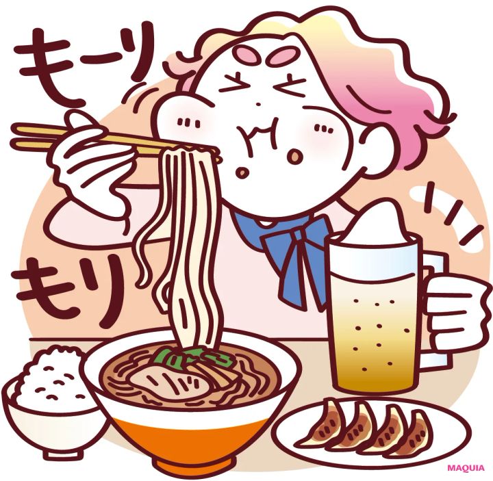 「翻弄ゆらぎ肌」の注意点 暴飲暴食しがち。特に刺激物とお酒に走る