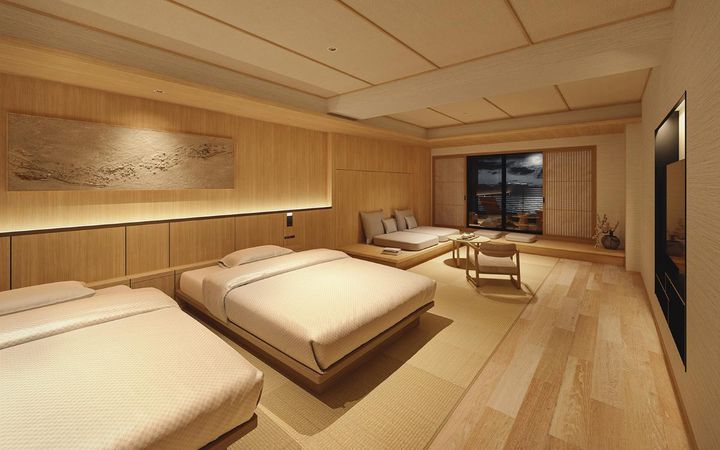 温泉かけ流し檜露天風呂付き和洋室ツイン width=