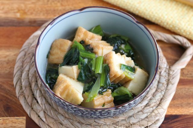小松菜と厚揚げの生姜あんかけ