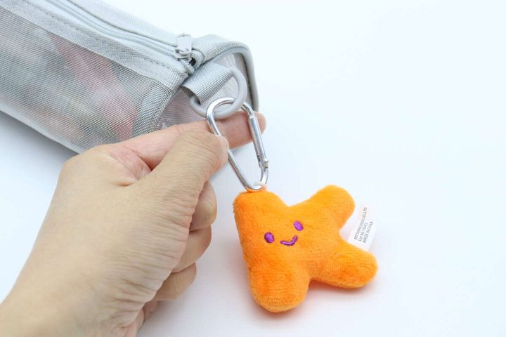 ダイソーのメッシュペンケース（スクエア型、SI）Dカン