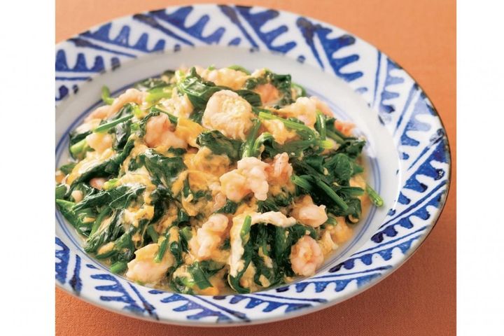 簡単なのに栄養たっぷり！【青菜レシピ】2選「水菜とさつまいものレンジ蒸し／ほうれん草とえびの卵とじあんかけ」