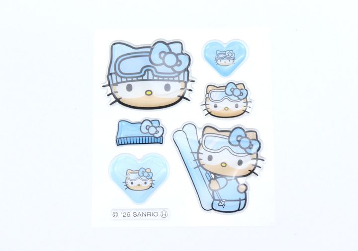 雪焼けハローキティぷっくり水色シール