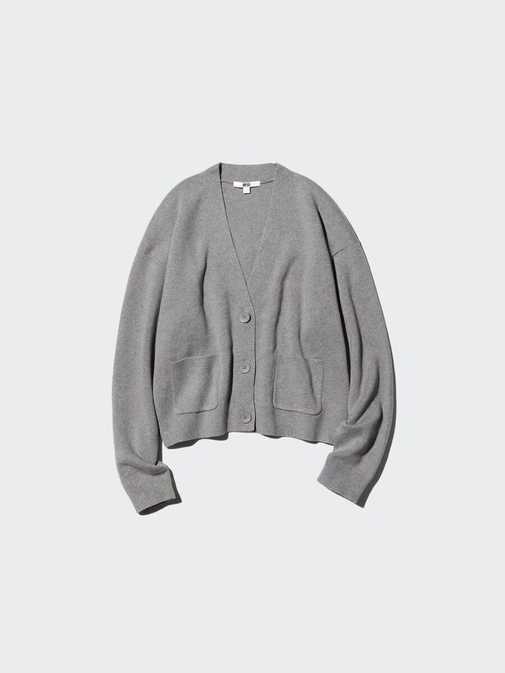 2026ユニクロ春大人女性おすすめスムースコットンVネックショートカーディガン