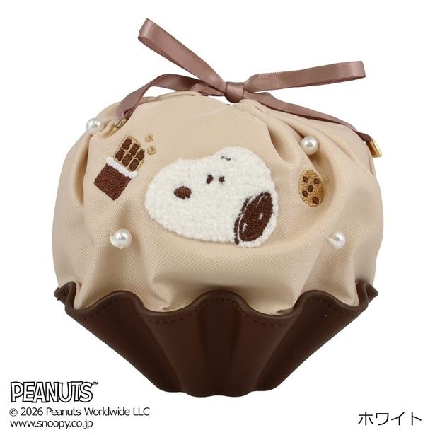 「スヌーピー PEANUTS チョコレートシリーズ 巾着ポーチ(ホワイト)」(2750円)