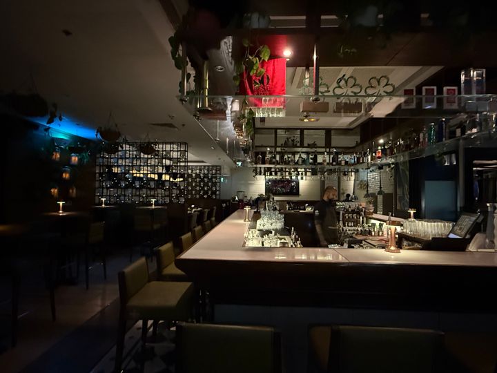 店内にはバーカウンターもあるので一人でも使い勝手がいい。気持ちのいいテラス席もあり。