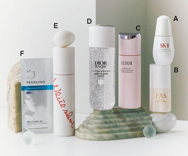 SK-II ジェノプティクス アドバンスド スポット エッセンス／FAS ザ ブラック ブライトセラム II／エリクシール ブライトニング ローション ca／ディオール スノー マイクロ インフューズド ローション／ポーラ ホワイトショット クリアスキンローション／トランシーノ薬用 ブライトニングフェイシャルマスク