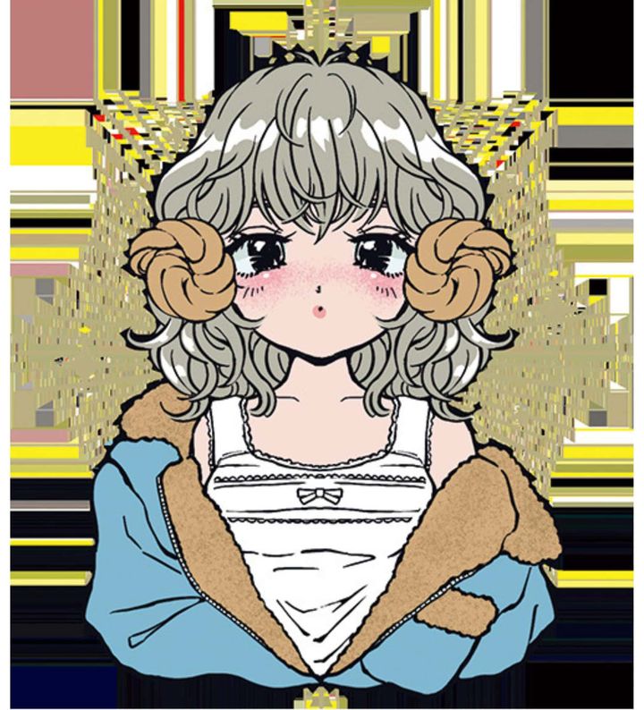 牡羊座の今月の運勢をイメージした、エネルギッシュで愛らしいガールズイラスト