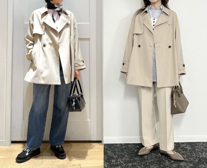 画像: ミドル トレンチ コート 撥水（オフホワイト/ベージュ）各¥23,980