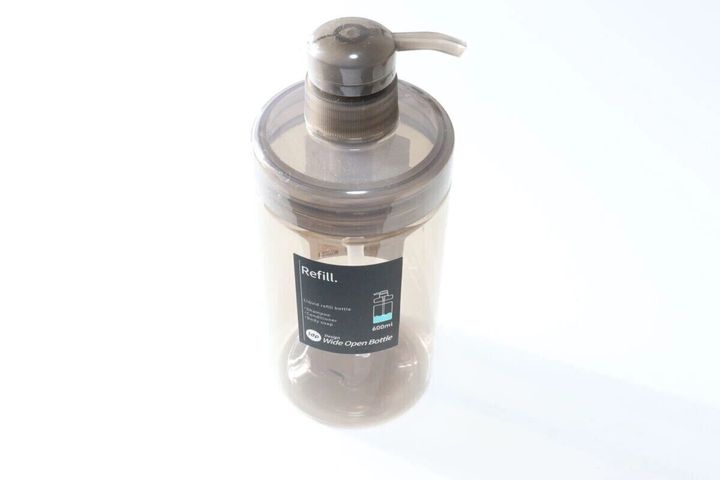 ダイソー 1dp 広口ポンプボトル 600ml 丸 アンバー