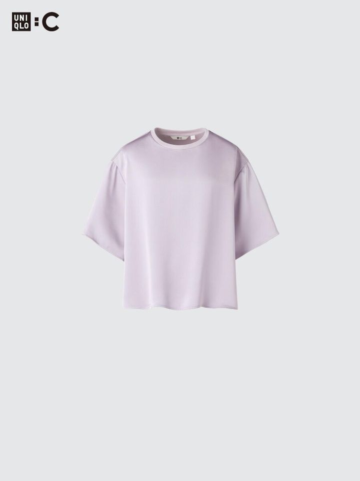 2026春夏ユニクロC大人女性おすすめサテンオーバーサイズショートブラウス