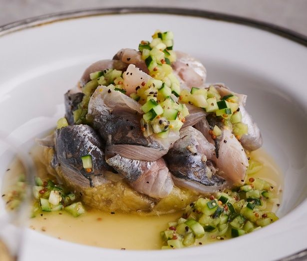 あじのマリネと焼きなすのタルタル (C)ペペとシェフ夫／KADOKAWA