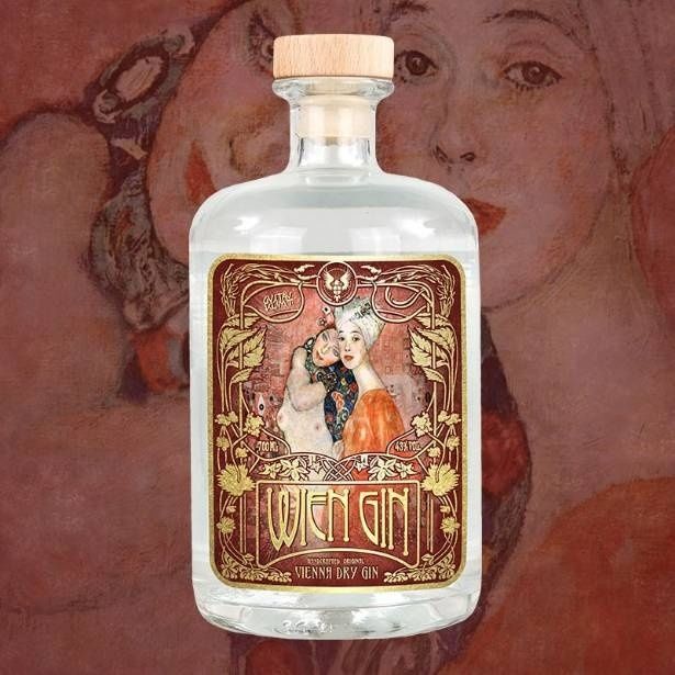 ウィーン世紀末芸術の世界観を映した「Klimt Wien Gin」。画家グスタフ・クリムトに着想を得たエチケットが印象的で、さわやかなスパイス感とエキゾティックなニュアンスが広がるクラフトジン