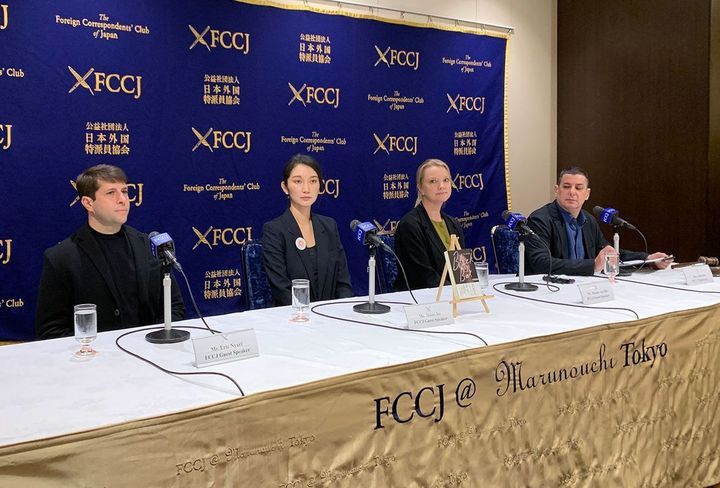 記者会見での伊藤詩織さん＝2025年12月15日、東京都千代田区の日本外国特派員協会