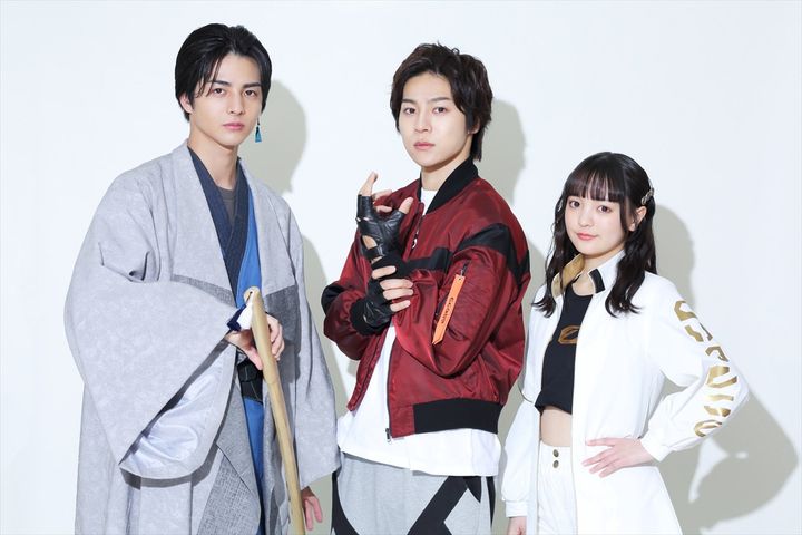 （左から）赤羽流河、長田光平、角心菜 クランクイン！ 写真：高野広美 width=