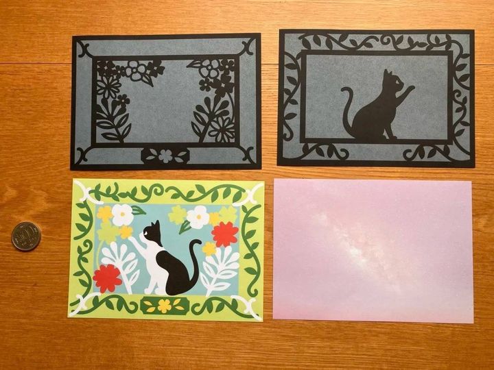 DAISO(ダイソー)：大人の切り絵 ネコの居る庭