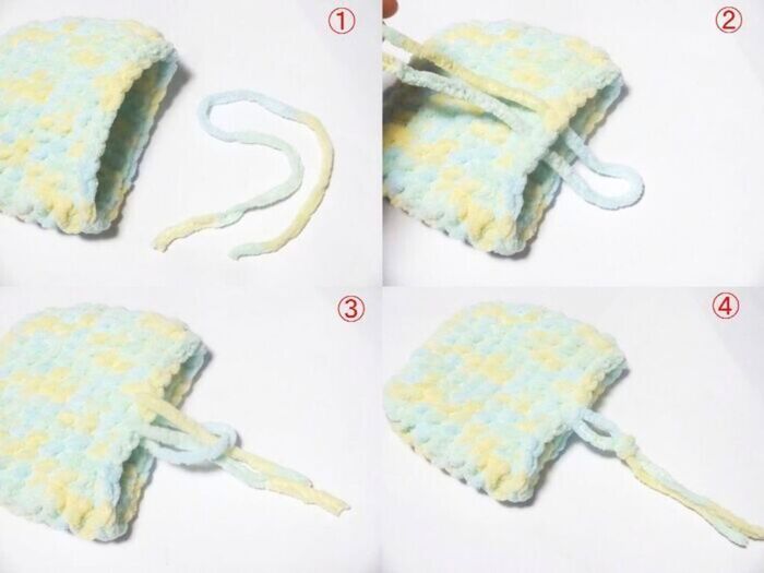 100均毛糸でかわいい『かぎ針編みポーチ』ができちゃった！こま編みだけでカンタンです♪