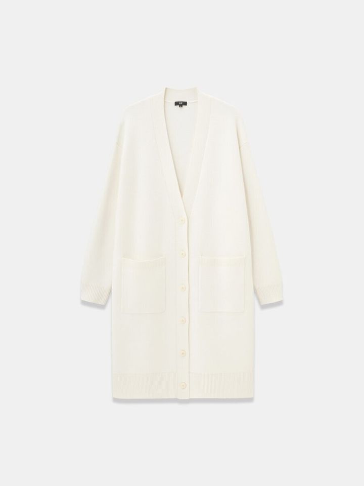 2026春plst大人女性おすすめウールコットンブレンドロングカーディガン