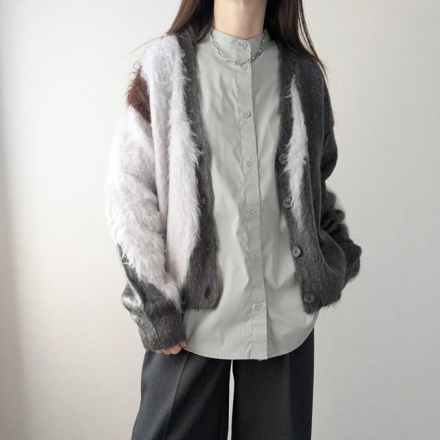 しまむら「マルチ起毛配色カーディガン」