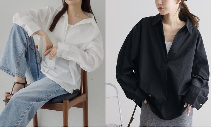 画像: 【Noka】衿付スキッパーブラウス（オフホワイト/ブラック）各¥5,500（ともにディスコート） 出典：ディスコート