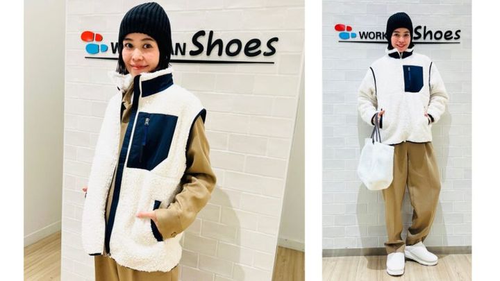 カジュアルな冬のファッションを着た女性モデルの写真.