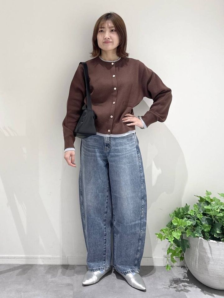 2026春グローバルワーク大人女性おすすめスウェットライククルーカーディガン