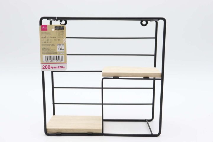 スチール壁掛けインテリア収納（木製棚、正方形） パッケージ