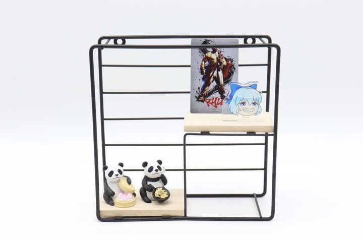 スチール壁掛けインテリア収納（木製棚、正方形） 置き型