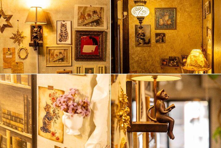 アンティーク調の空間に猫モチーフがいっぱい！保護猫カフェとセットで利用できる「ねこと焼き菓子のお店 ティールームウリエル」