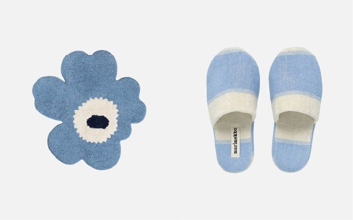 Unikko 73×74cm バスマット 16,500円<br /> Galleria スリッパ 16,500円（オンライン限定）