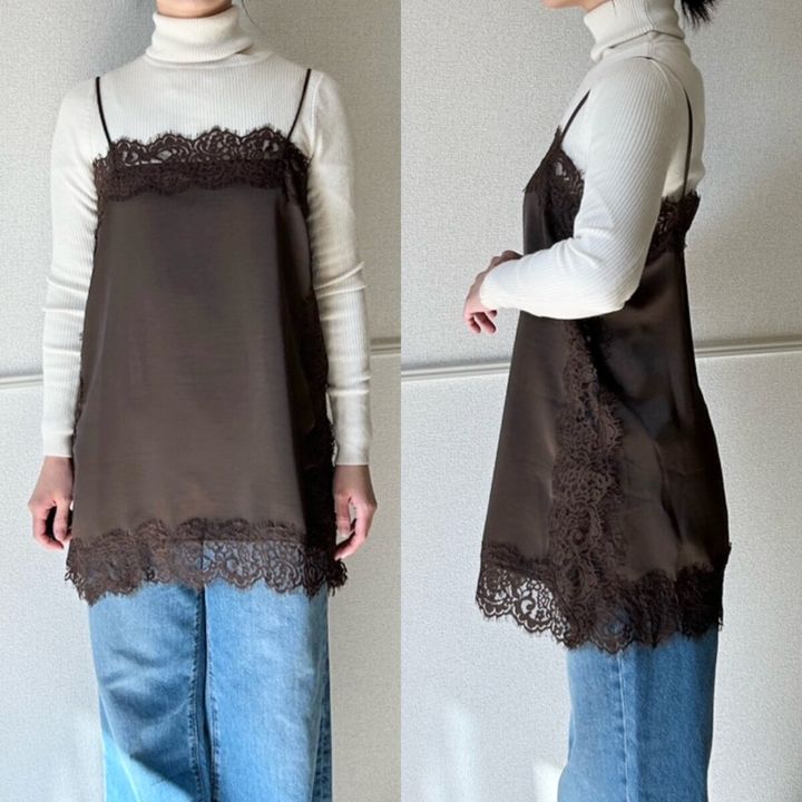 Trish ケミカルレースサテンキャミソール 着用感