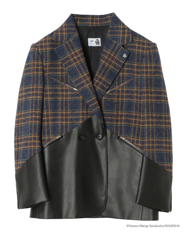 「ADDIXY×NANA LEATHER CHECK JACKET」(税抜き4万8000円)。無駄な装飾を削ぎ落とし、派手さではなくシルエットと素材で語るストイックな美学を体現