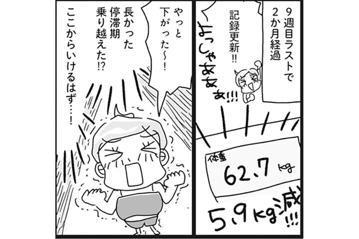 ついに停滞期突破！血圧も安定し新たな喜びも覚えダイエットは最終章へ【ダイエット挑戦マンガ#45 リバイバル】