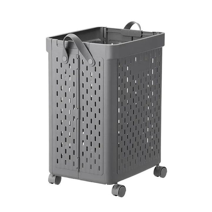 カインズ 折りたためるキャスター付 ランドリーバスケット グレー