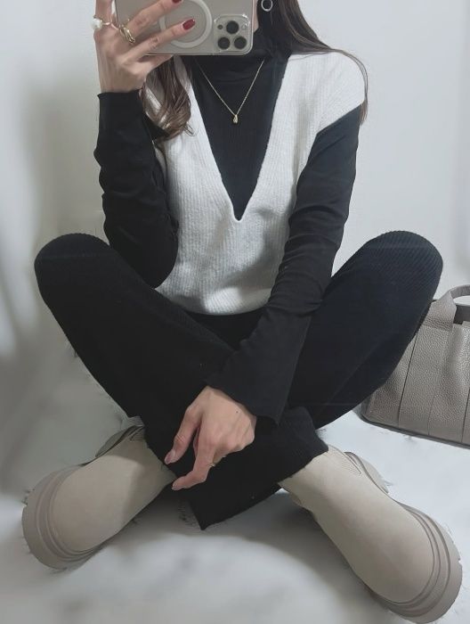 GU「リブニットソックスブーツ」