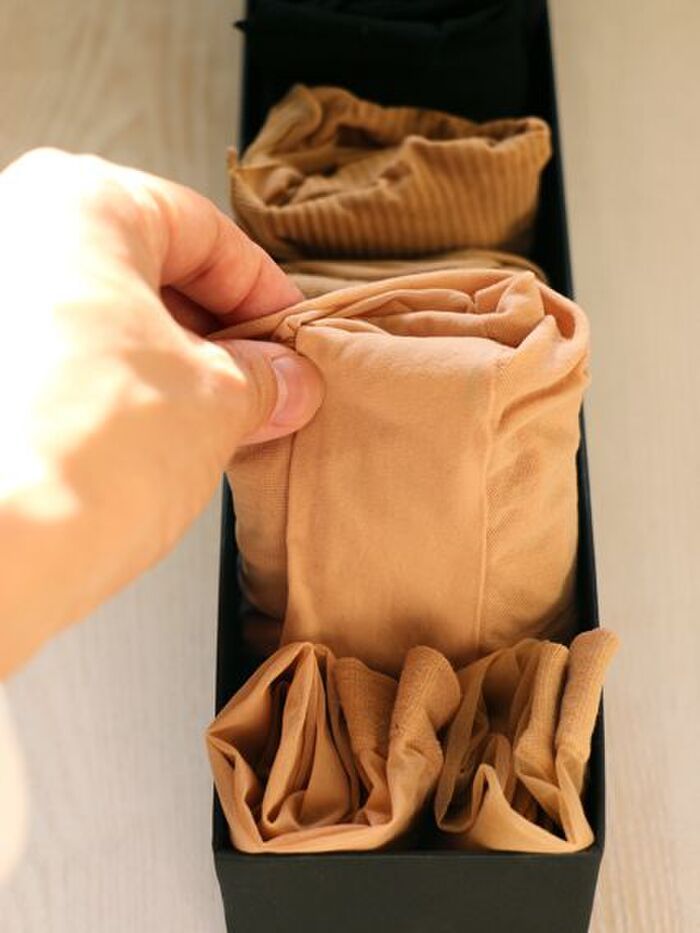 膝下丈は折り方を変えて。