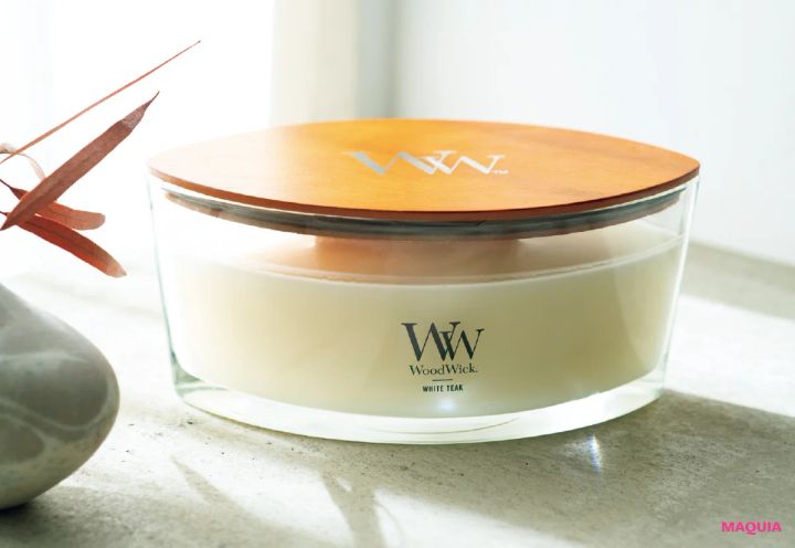 冷え込む日のぬくぬく美容 温活 ウッドウィック ハースウィックキャンドル ホワイトチーク