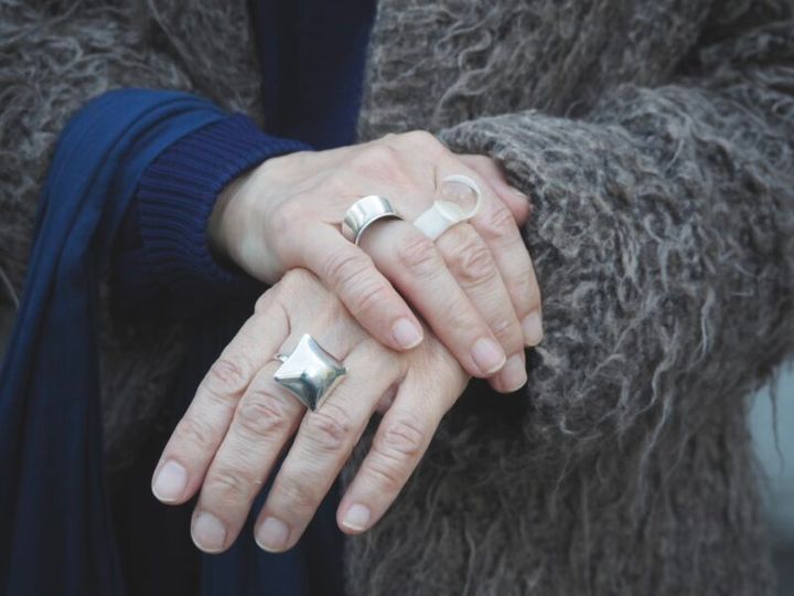 シルバーとガラスのリング