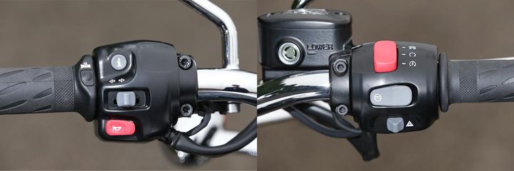 ハンドルに備わるスイッチ類は操作方法が分かりやすく、グローブ装着時のタッチも良好。エンジンモード、トラコン、グリップヒーターの切換えや選択も容易だ