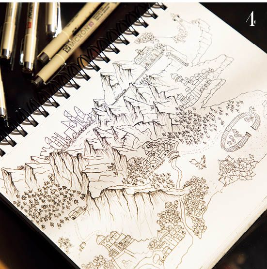 4.太さの違うペンを使った緻密な表現が目を引く。