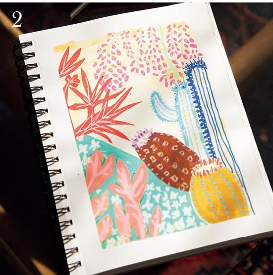 2.サインペン“ポスカ”で描いたカラフルなサボテンのイラスト。 